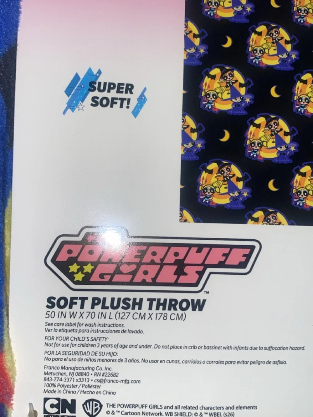 Source Unknown Black Yellow Blue Powerpuff Girls Fleece Throw Blanket